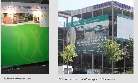 Präsentationswand, 120qm Netzvinyl-Blowup auf Parkhaus